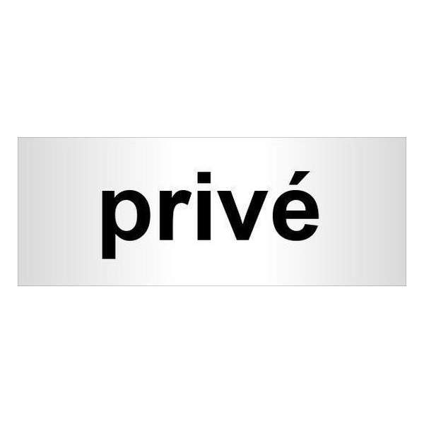 Deurbordje - Aluminium - Tekst prive - Incl. 3M ontvettingsdoekje - 130 mm x 50 mm x 0,5 mm - 1 stuks Deurbordje - Aluminium - Tekst prive - Incl. 3M ontvettingsdoekje - 130 mm x 50 mm x 0,5 mm - 1 stuks