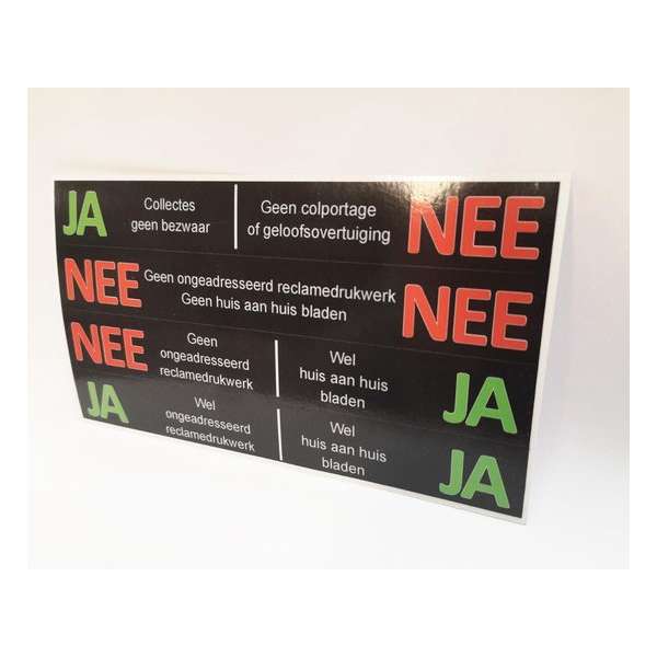 Brievenbus stickers - JA/NEE - NEE/NEE - NEE/JA - JA/JA sticker - Zwarte Brievenbussticker - combinatie van de ja/nee stickers Brievenbus stickers - JA/NEE - NEE/NEE - NEE/JA - JA/JA sticker - Zwarte Brievenbussticker - combinatie van de ja/nee stickers