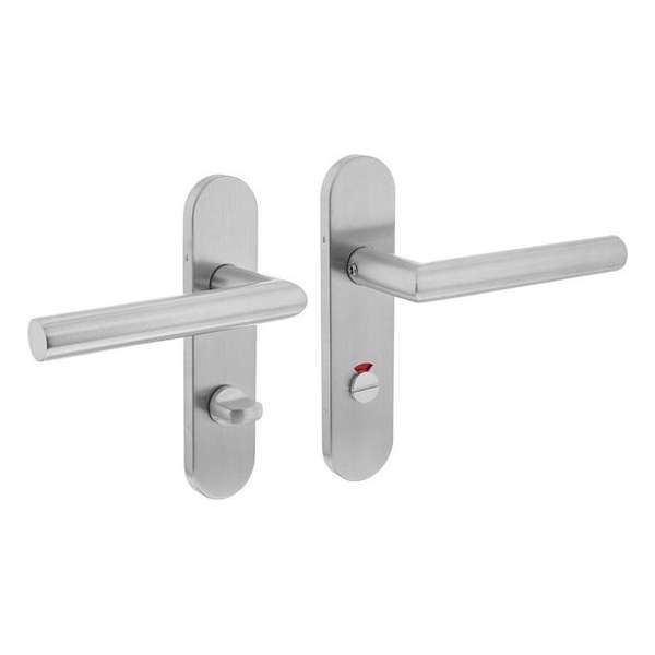 Intersteel deurkruk met schild - Basic Hoek 90° - WC 63/8 mm - RVS geborsteld Intersteel deurkruk met schild - Basic Hoek 90° - WC 63/8 mm - RVS geborsteld