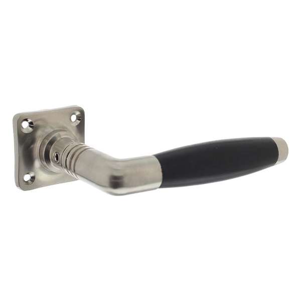 Intersteel Deurkruk Ton Basic met vierkant rozet nikkel mat/ebbenhout Intersteel Deurkruk Ton Basic met vierkant rozet nikkel mat/ebbenhout