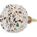 Clayre & Eef Deurknop Ø 4 cm Creme, Bruin Steen Rond Meubelknop