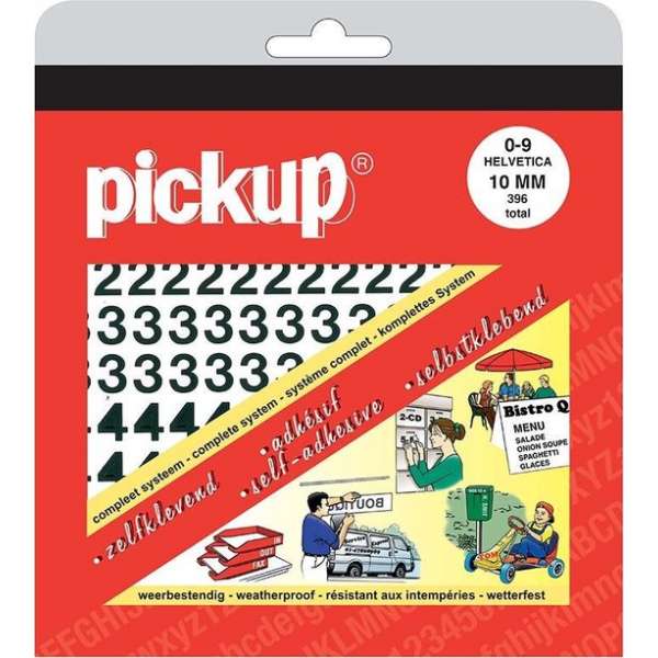 Pickup plakcijfers boekje Helvetica zwart - 10 mm Pickup plakcijfers boekje Helvetica zwart - 10 mm