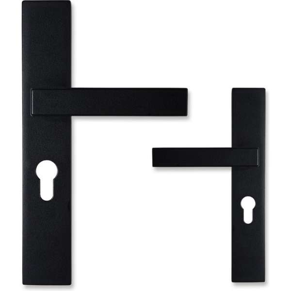 Deurklink met profielcilinder - 72mm - Eliot serie op schild - mat zwart - complete set Deurklink met profielcilinder - 72mm - Eliot serie op schild - mat zwart - complete set