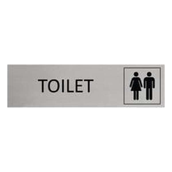 Aluminium Deurbordje Toilet 165x45mm met tape Aluminium Deurbordje Toilet 165x45mm met tape
