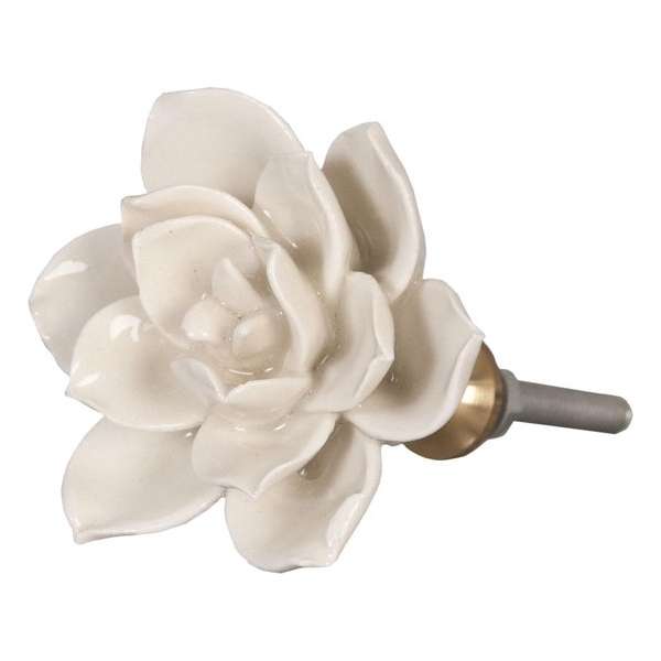 Clayre & Eef Deurknop Ø 5 cm Wit, Bruin Keramiek Meubelknop Clayre & Eef Deurknop Ø 5 cm Wit, Bruin Keramiek Meubelknop