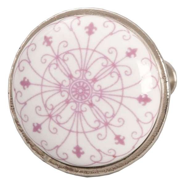 Clayre & Eef Deurknop Ø 3 cm Roze Keramiek Rond Bogen Meubelknop Clayre & Eef Deurknop Ø 3 cm Roze Keramiek Rond Bogen Meubelknop