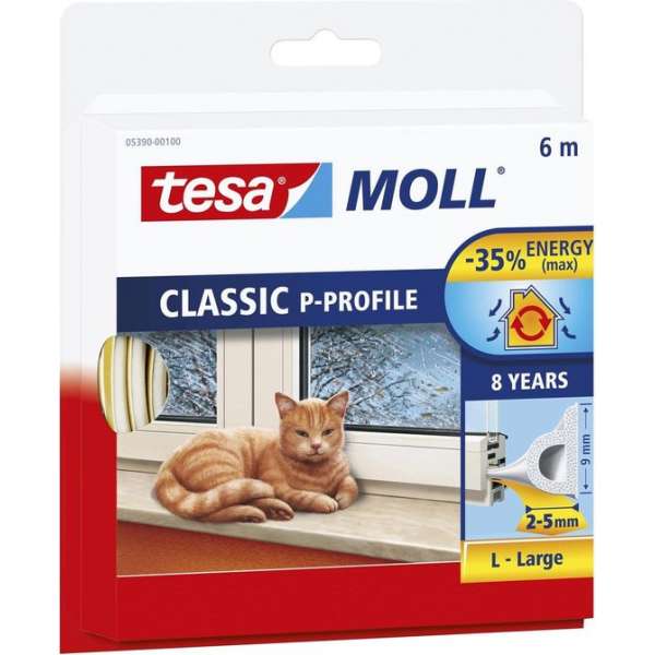 Tochtstrip P rubber 6m 0,9cm wit Tochtstrip P rubber 6m 0,9cm wit