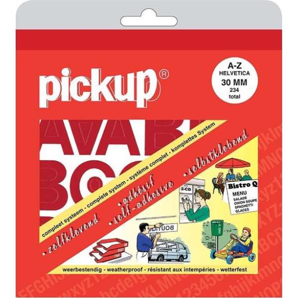 Pickup plakletters boekje helvetica 30mm letters rood Pickup plakletters boekje helvetica 30mm letters rood