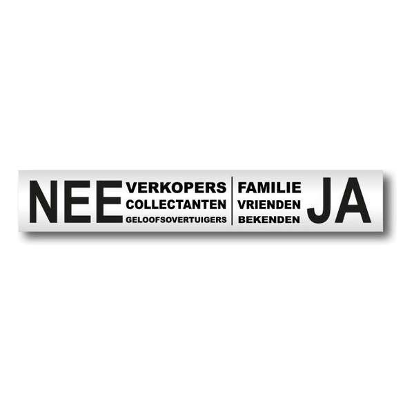 Nee Ja brievenbus sticker aluminium - Nee Verkopers - Ja Familie - Zwarte tekst - Promessa-Design Nee Ja brievenbus sticker aluminium - Nee Verkopers - Ja Familie - Zwarte tekst - Promessa-Design