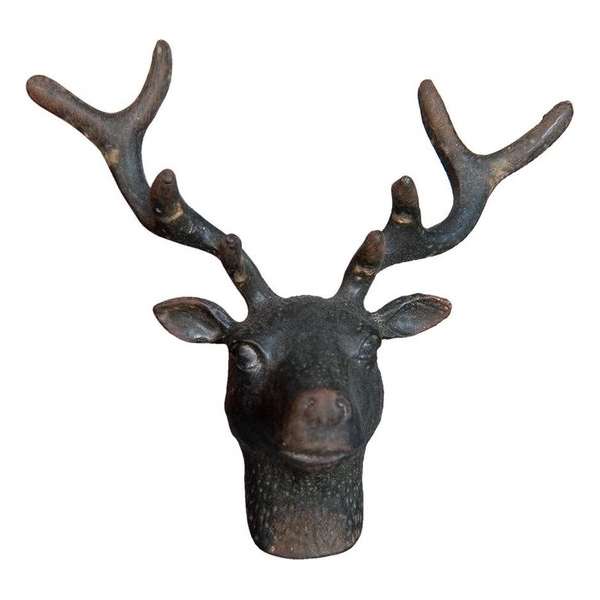 Clayre & Eef Deurknop Hert 7*8*6 cm Zwart, Bruin Ijzer Meubelknop Clayre & Eef Deurknop Hert 7*8*6 cm Zwart, Bruin Ijzer Meubelknop