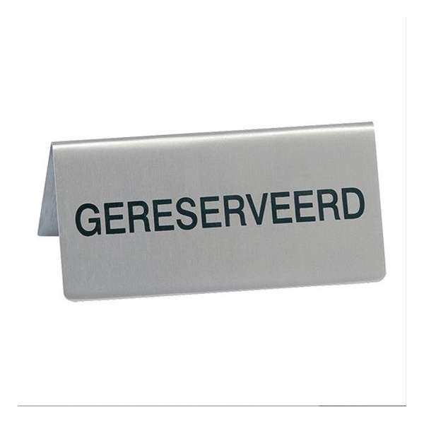 5x ' Gereserveerd ' bordjes / tafelbordjes - RVS - Tweezijdig bedrukt - Set van 5 stuks 5x ' Gereserveerd ' bordjes / tafelbordjes - RVS - Tweezijdig bedrukt - Set van 5 stuks