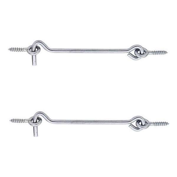 2x stuks windhaak / windhaken - verzinkt staal - 8 x 0,4 cm - stormhaken - deurhaken / raamhaken / deurvastzetters 2x stuks windhaak / windhaken - verzinkt staal - 8 x 0,4 cm - stormhaken - deurhaken / raamhaken / deurvastzetters
