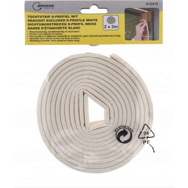 Tochtstrips - Zelfklevende - 6m – Ø 6-9mm – Transparant
