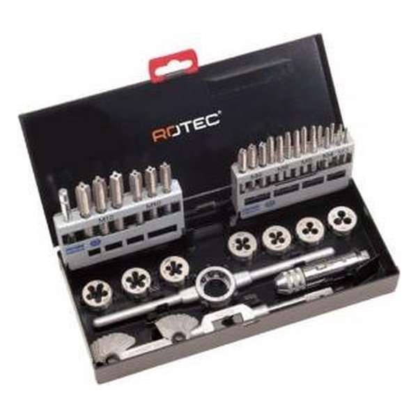 Rotec 300 handtappen- en snijplatenset 33-delig M3-M12