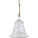 Clayre & Eef Ouderwetse Deurbel Gietijzer Bel Ø 15*16 cm Wit Metaal Rond Tuinbel Buitenbel Bel met Klepel