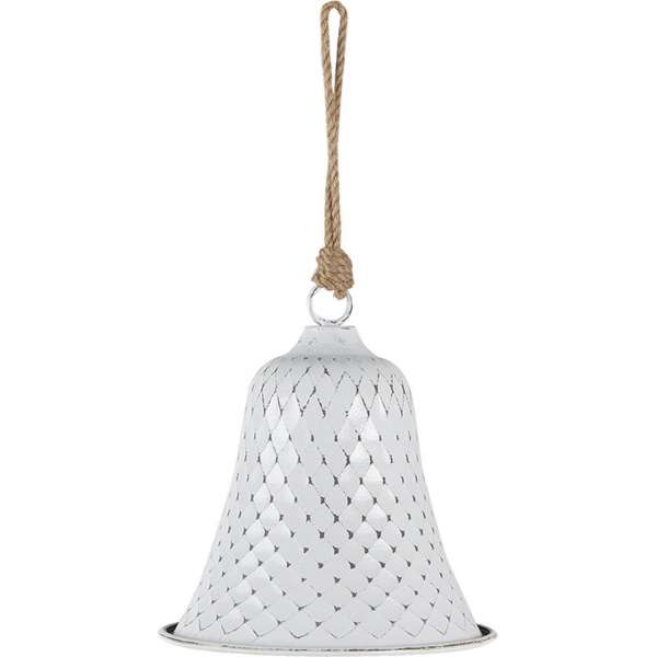 Clayre & Eef Ouderwetse Deurbel Gietijzer Bel Ø 15*16 cm Wit Metaal Rond Tuinbel Buitenbel Bel met Klepel Clayre & Eef Ouderwetse Deurbel Gietijzer Bel Ø 15*16 cm Wit Metaal Rond Tuinbel Buitenbel Bel met Klepel