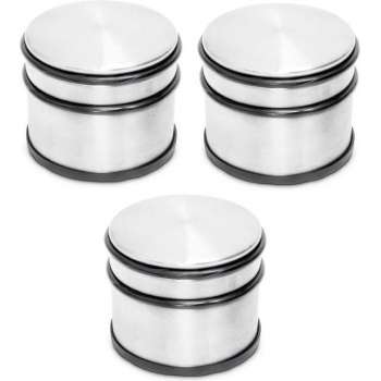 3x Ronde deurstopper met rubberen bescherming - 9 x 7.5 cm - 1.1 kg - deurstop