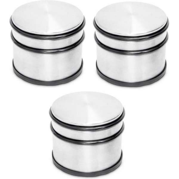 3x Ronde deurstopper met rubberen bescherming - 9 x 7.5 cm - 1.1 kg - deurstop 3x Ronde deurstopper met rubberen bescherming - 9 x 7.5 cm - 1.1 kg - deurstop