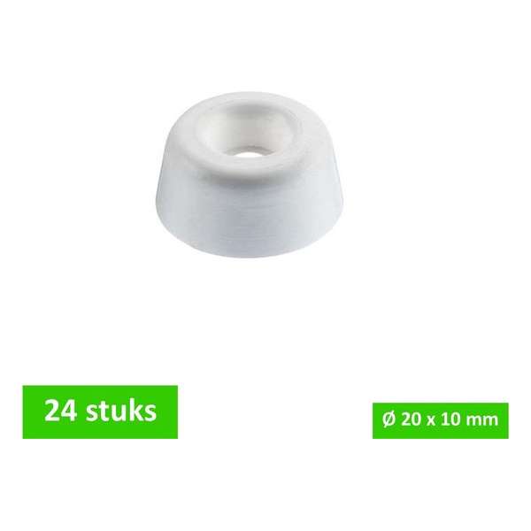 TQ4U stootdop closetbuffer - Ø 20 mm x 10 mm hoog - kunststof - helder wit - 24 STUKS TQ4U stootdop closetbuffer - Ø 20 mm x 10 mm hoog - kunststof - helder wit - 24 STUKS