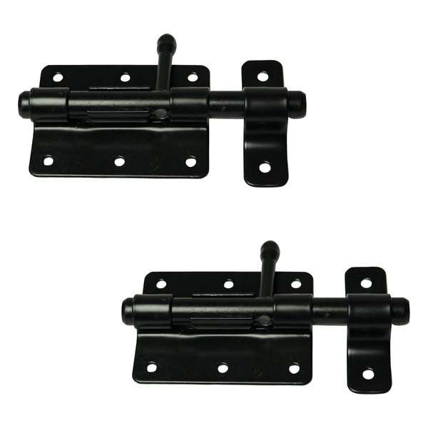 2x stuks grendel / schuif zwart 8 x 5,5 cm - heksluitingen - profielgrendels / poortsloten / plaatgrendels 2x stuks grendel / schuif zwart 8 x 5,5 cm - heksluitingen - profielgrendels / poortsloten / plaatgrendels