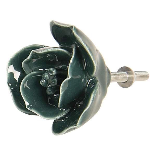 Clayre & Eef Deurknop Ø 4 cm Groen Keramiek Bloem Meubelknop Clayre & Eef Deurknop Ø 4 cm Groen Keramiek Bloem Meubelknop