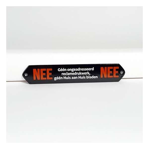 Nee/nee - emaille brievenbus bordje - in kleur - geen reclame Nee/nee - emaille brievenbus bordje - in kleur - geen reclame