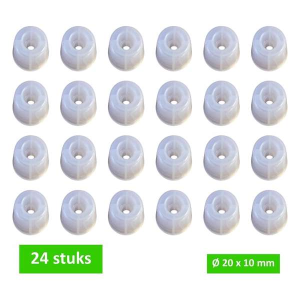 TQ4U stootdop closetbuffer - Ø 20 mm x 10 mm hoog - kunststof - transparant - 24 STUKS TQ4U stootdop closetbuffer - Ø 20 mm x 10 mm hoog - kunststof - transparant - 24 STUKS