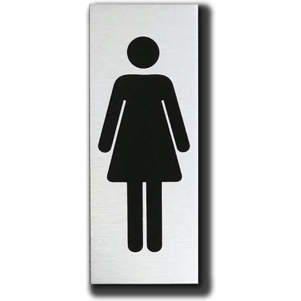 WC Toilet deurbordje Dames. - Toilet vrouw. - Geborsteld Aluminium. - 50 mm x 130 mm x 1 mm. WC Toilet deurbordje Dames. - Toilet vrouw. - Geborsteld Aluminium. - 50 mm x 130 mm x 1 mm.