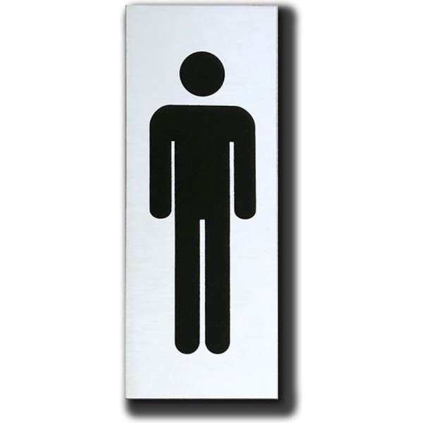 WC Toilet deurbordje Heren Man. Geborsteld Aluminium. 130 mm x 50 mm x 1 mm. WC Toilet deurbordje Heren Man. Geborsteld Aluminium. 130 mm x 50 mm x 1 mm.