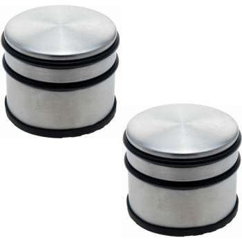 2x Deurstoppers RVS 9 x 7,5 cm - Huishouden - Woonaccessoires/benodigdheden - Deurstoppers van RVS