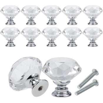 Diamand crystal kastknop - Keukenkast - Kledingkast - Glas - 30mm