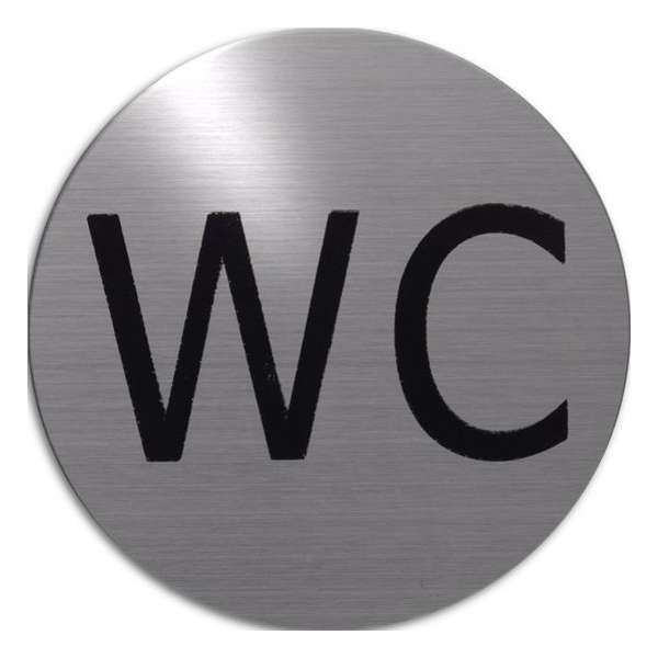 RVS deurbordje tekst: WC ROND 82mm Ø | Zelfklevend | Plakstrip RVS deurbordje tekst: WC ROND 82mm Ø | Zelfklevend | Plakstrip
