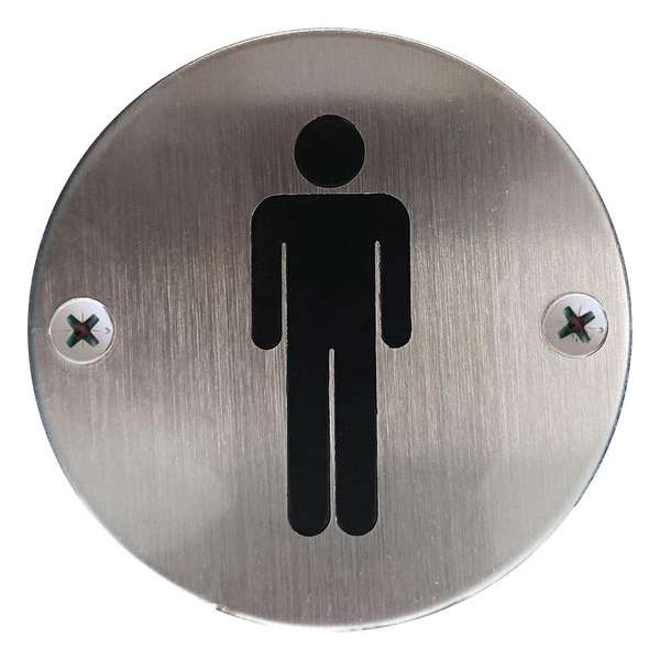 AVENUE pictogram toilet heren gegraveerd in rvs rond Ø 75mm AVENUE pictogram toilet heren gegraveerd in rvs rond Ø 75mm