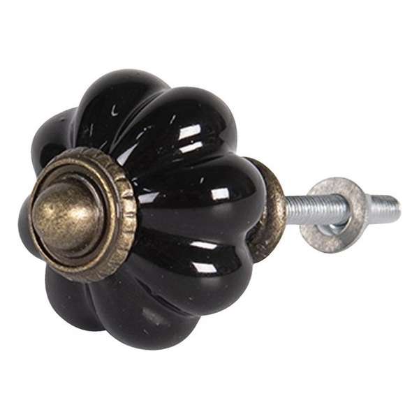 Clayre & Eef Deurknop Ø 4 cm Zwart Keramiek Clayre & Eef Deurknop Ø 4 cm Zwart Keramiek