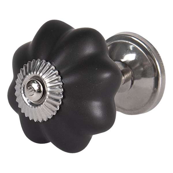 Clayre & Eef Deurknop Ø 4 cm Zwart Keramiek Meubelknop Clayre & Eef Deurknop Ø 4 cm Zwart Keramiek Meubelknop