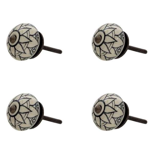 Clayre & Eef Deurknop Set van 4 Ø 4*3 cm Creme Keramiek Rond Bloem Meubelknop Clayre & Eef Deurknop Set van 4 Ø 4*3 cm Creme Keramiek Rond Bloem Meubelknop