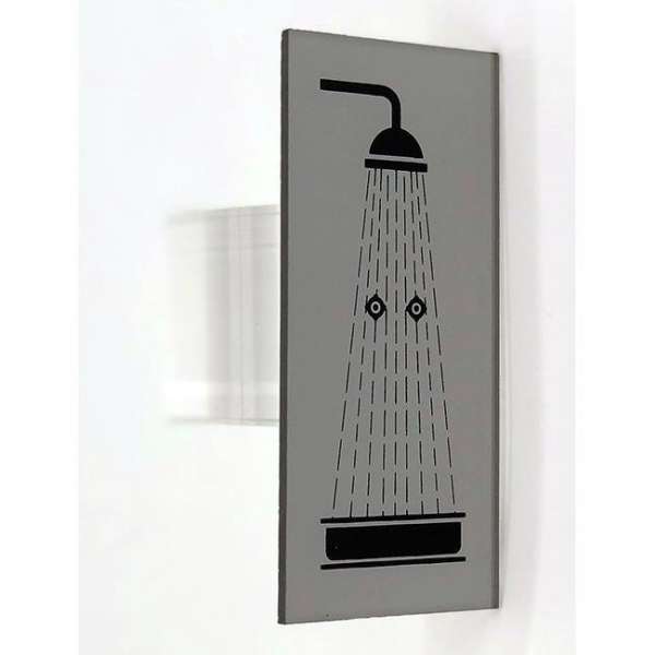 Douche Deurbordje pictogram helder acrylaat - 6 cm x 13 cm - Promessa-Design. Douche Deurbordje pictogram helder acrylaat - 6 cm x 13 cm - Promessa-Design.