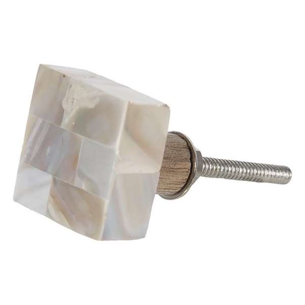 Clayre & Eef Deurknop 3*3 cm Beige Steen Vierkant Meubelknop Clayre & Eef Deurknop 3*3 cm Beige Steen Vierkant Meubelknop