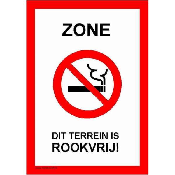 Bordje - Dit terrein is rookvrij! Bordje - Dit terrein is rookvrij!