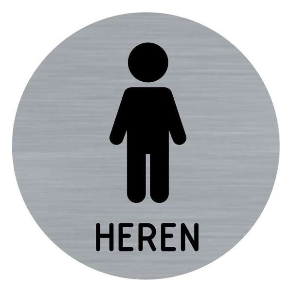 Deurbordje - toiletbord - herentoilet - bordje - heren - rond met RVS look Deurbordje - toiletbord - herentoilet - bordje - heren - rond met RVS look