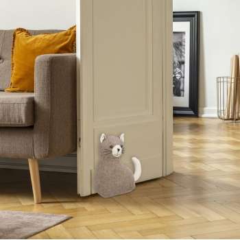 Relaxdays deurstopper stof - kat - voor de vloer - deurstop knuffel - zware deurhouder