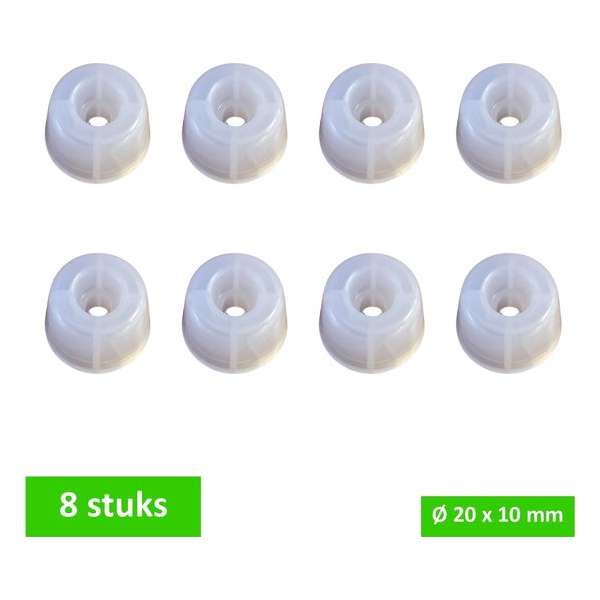 TQ4U stootdop closetbuffer - Ø 20 mm x 10 mm hoog - kunststof - transparant - 8 STUKS TQ4U stootdop closetbuffer - Ø 20 mm x 10 mm hoog - kunststof - transparant - 8 STUKS