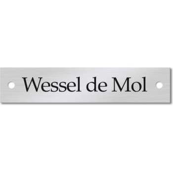 RVS Naamplaatje 145x30 mm met schroefgaten – Zelf Ontwerpen - Naamplaatje voordeur – Brievenbus naamplaatje – Goedkoop