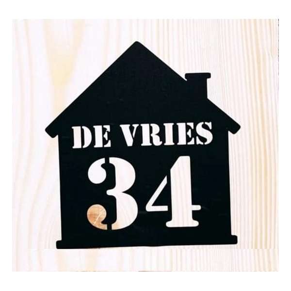 Van hout gemaakte naambord voordeur - 16x16cm - Huis Van hout gemaakte naambord voordeur - 16x16cm - Huis