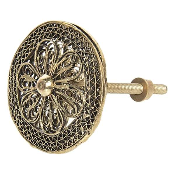 Clayre & Eef Deurknop Ø 4 cm Goudkleurig Metaal Rond Bloem Meubelknop Clayre & Eef Deurknop Ø 4 cm Goudkleurig Metaal Rond Bloem Meubelknop