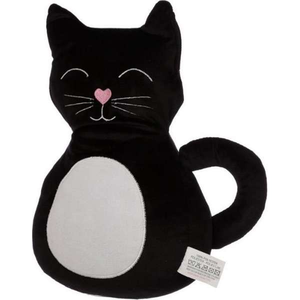 Dieren deurstopper zwarte kat/poes 25 cm - Huishouden deurstoppers/deurwiggen