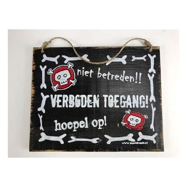 Tekstbord Verboden toegang zwart 24x30 cm van hout Tekstbord Verboden toegang zwart 24x30 cm van hout