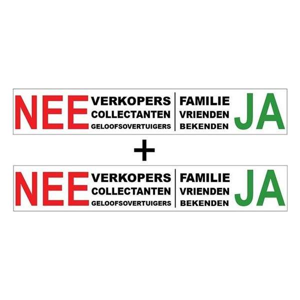 Brievenbussticker - Nee verkopers collectanten - Ja Familie Vrienden Bekenden - Promessa-Design. Brievenbussticker - Nee verkopers collectanten - Ja Familie Vrienden Bekenden - Promessa-Design.