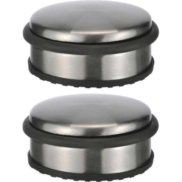 2x stuks deurstoppers rond metaal 10 x 4 cm - Deurstop/deurvastzetter 2x stuks deurstoppers rond metaal 10 x 4 cm - Deurstop/deurvastzetter