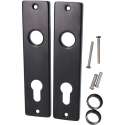 Langschild met cilindergat 72mm aluminium zwart